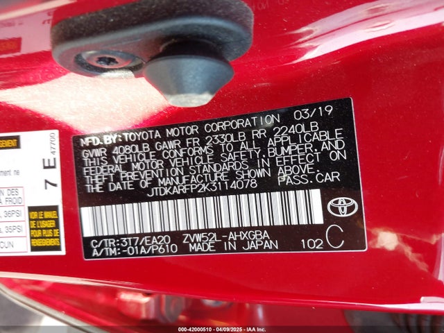 JTDKARFP2K3114078 Toyota Prius Prime Premium