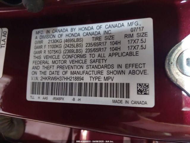 2HKRW6H37HH218894 Honda CR-V LX