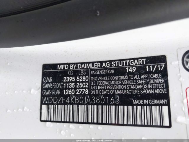 WDDZF4KB0JA380163 Mercedes-Benz E 300 4matic