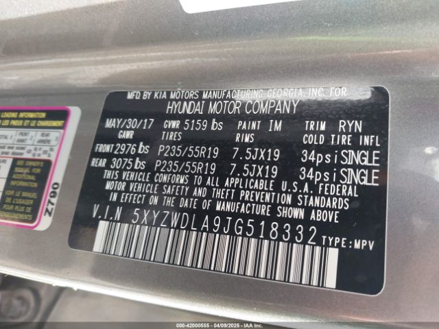 5XYZWDLA9JG518332 Hyundai Santa Fe Sport 2.0t Ultimate