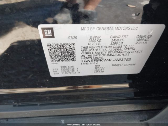 1GNERFKW4LJ283752 Chevrolet Traverse Fwd Ls