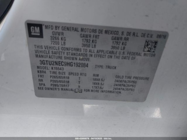 3GTU2NEC9HG192084 GMC Sierra 1500 Slt