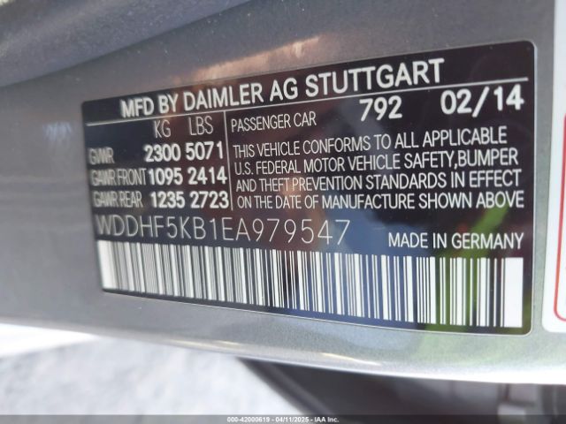 WDDHF5KB1EA979547 Mercedes-Benz E 350 E 350 Luxury