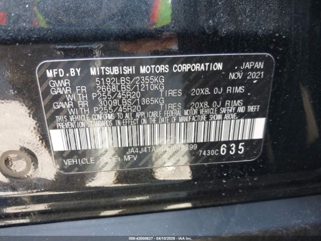 JA4J4TA84NZ048399 Mitsubishi Outlander Es 2.5 S-awc