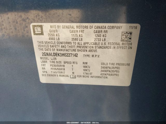 2GNALDEK3H6227142 Chevrolet Equinox Premier