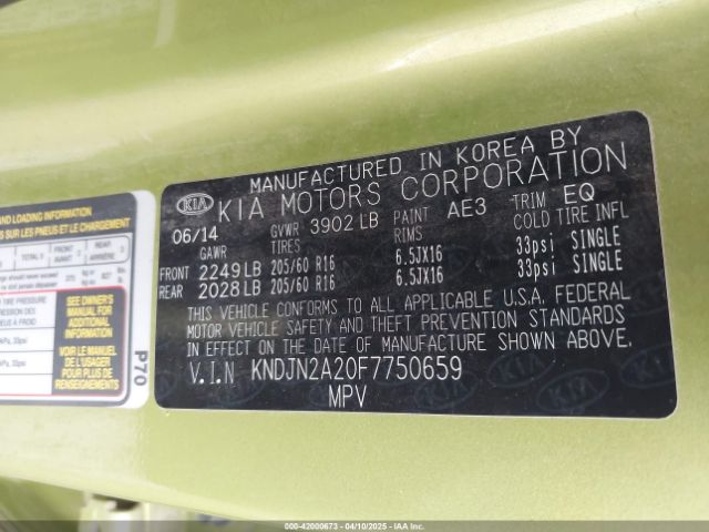 KNDJN2A20F7750659 KIA Soul