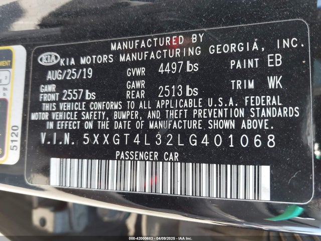 5XXGT4L32LG401068 KIA Optima Lx