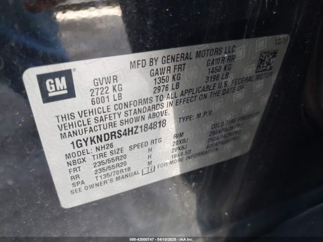 1GYKNDRS4HZ184818 Cadillac XT5 LUXURY