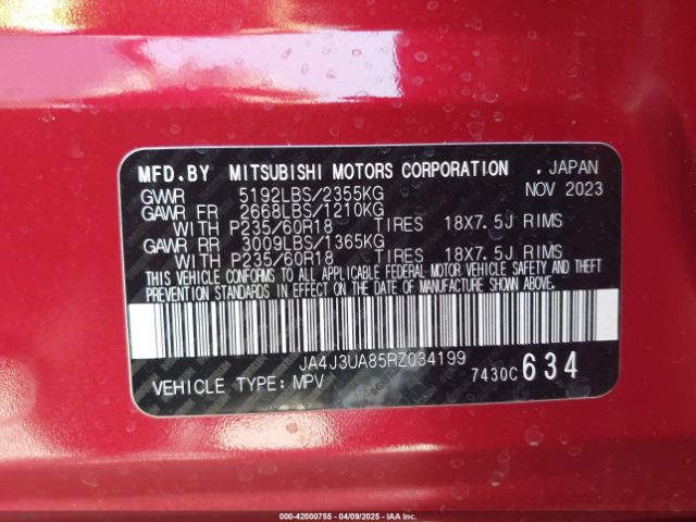 JA4J3UA85RZ034199 Mitsubishi Outlander Es 2.5 2wd