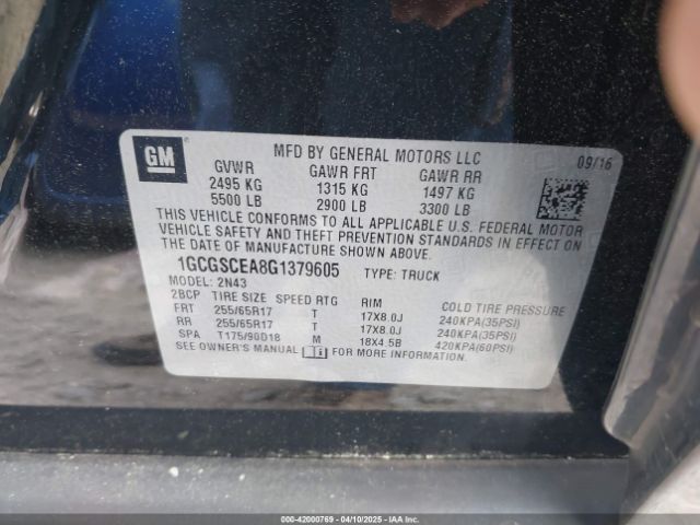 1GCGSCEA8G1379605 Chevrolet Colorado Lt