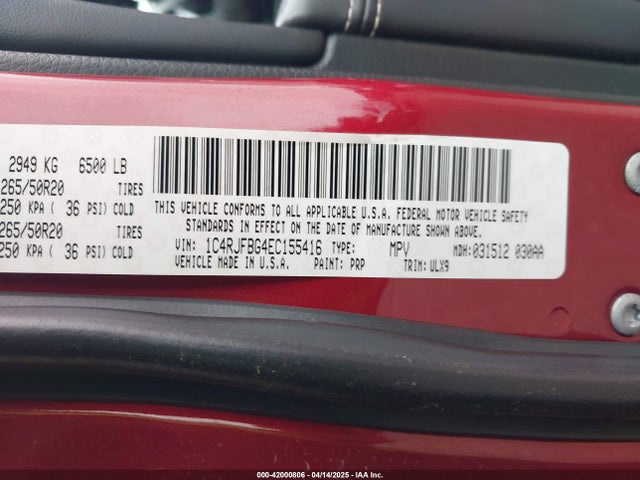 1C4RJFBG4EC155416 Jeep Grand Cherokee Limited