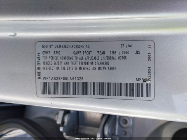 2005 PORSCHE CAYENNE WP1AB29P05LA61329 Photo 8