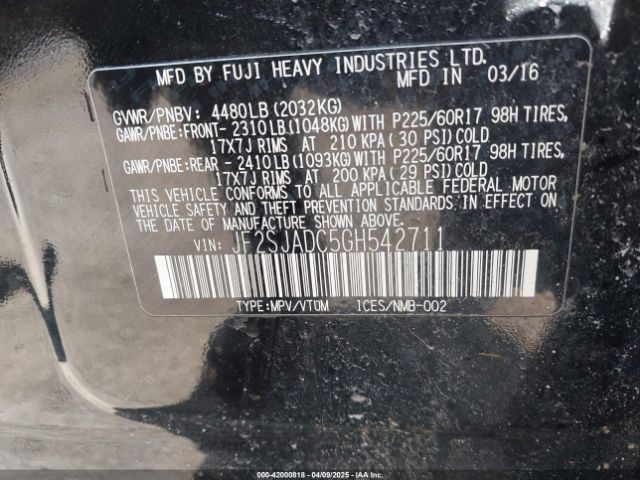 JF2SJADC5GH542711 Subaru Forester 2.5i Premium