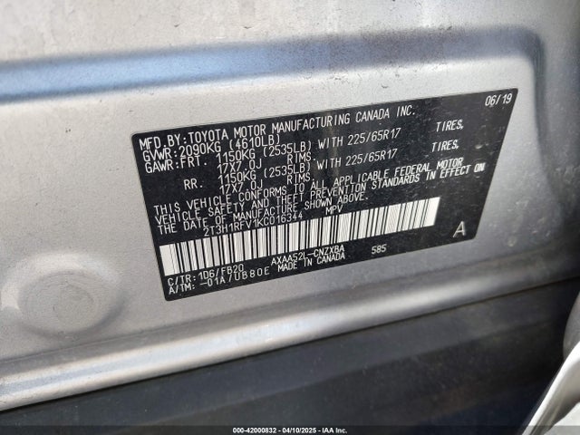 Toyota RAV4 LE 2019 2T3H1RFV1KC016344 Image 9