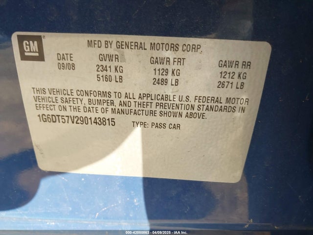 2009 CADILLAC CTS 1G6DT57V290143815 Photo 8
