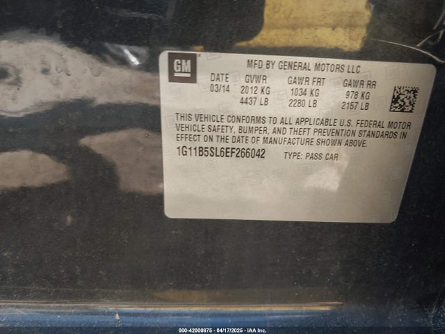 1G11B5SL6EF266042 Chevrolet Malibu 1ls
