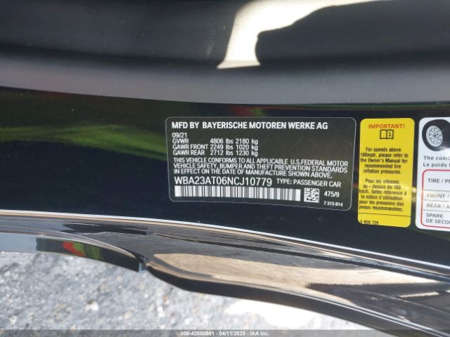 WBA23AT06NCJ10779 BMW 430I