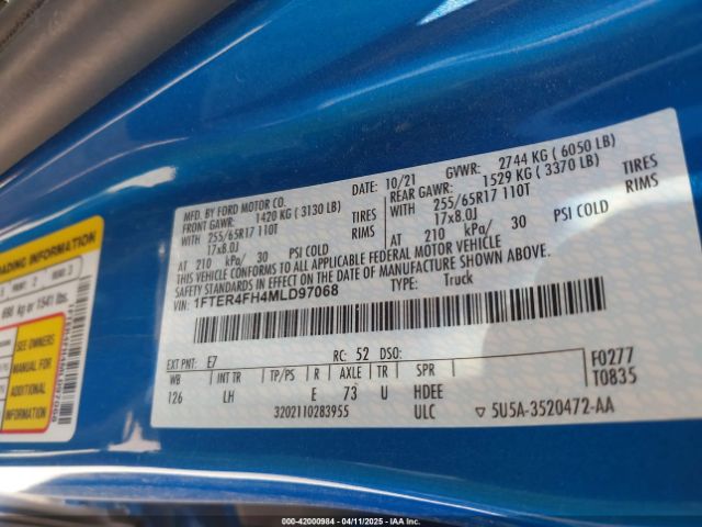 1FTER4FH4MLD97068 Ford RANGER XL
