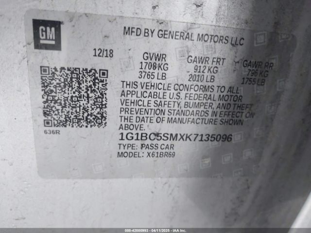 1G1BC5SMXK7135096 Chevrolet CRUZE LS