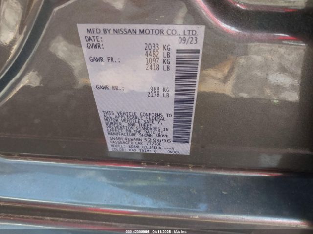 1N4BL4EW4RN329696 Nissan Altima Sl Intelligent Awd