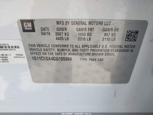1G11C5SA4GU155984 Chevrolet Malibu Limited Lt