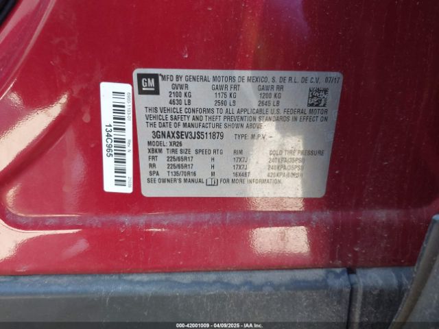 3GNAXSEV3JS511879 Chevrolet EQUINOX LT