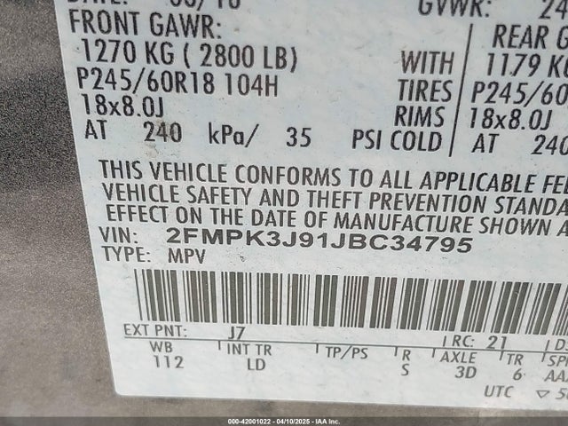 Ford EDGE SEL 2018 2FMPK3J91JBC34795 Image 9
