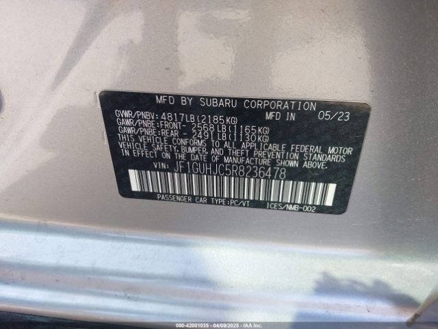 JF1GUHJC5R8236478 Subaru Impreza Rs 5-door