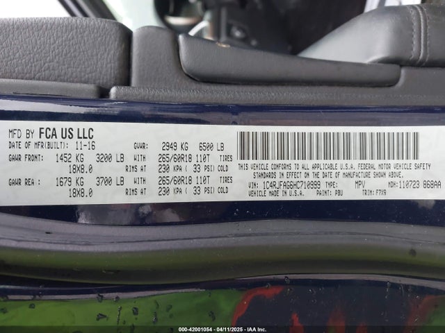 1C4RJFAG6HC710999 Jeep Grand Cherokee Laredo 4x4