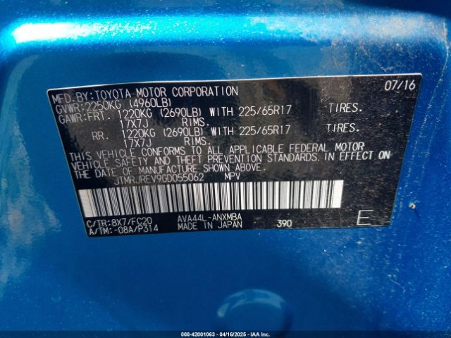JTMRJREV9GD055062 Toyota Rav4 Hybrid Xle