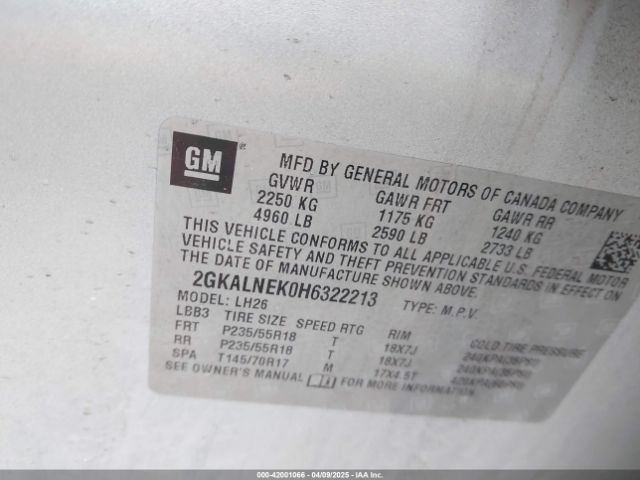 2GKALNEK0H6322213 GMC Terrain Sle-2