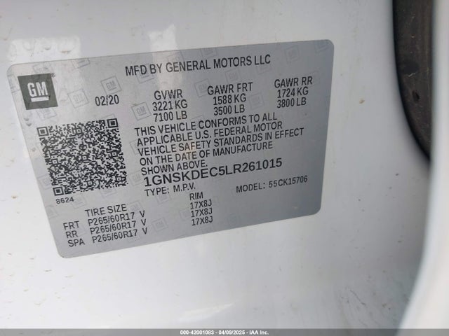1GNSKDEC5LR261015 Chevrolet Tahoe 4wd Commercial Fleet
