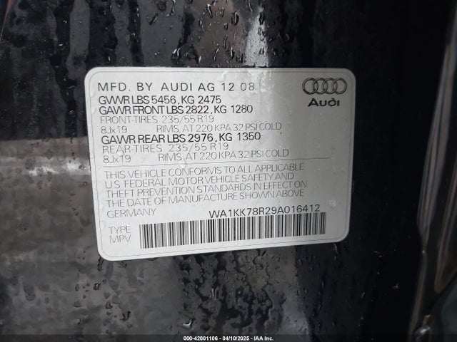 2009 AUDI Q5 WA1KK78R29A016412 Photo 8
