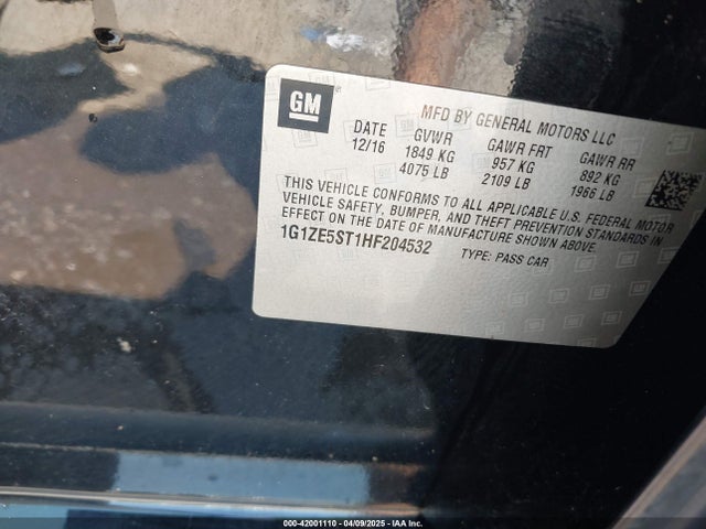 1G1ZE5ST1HF204532 Chevrolet MALIBU 1LT