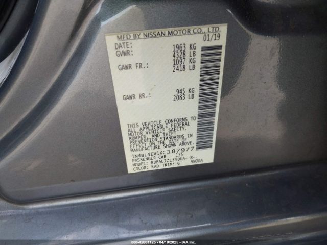 1N4BL4EV1KC187977 Nissan Altima 2.5 Sl