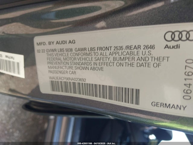 2022 AUDI A5 SPORTBACK WAUEACF56NA023692 Photo 8