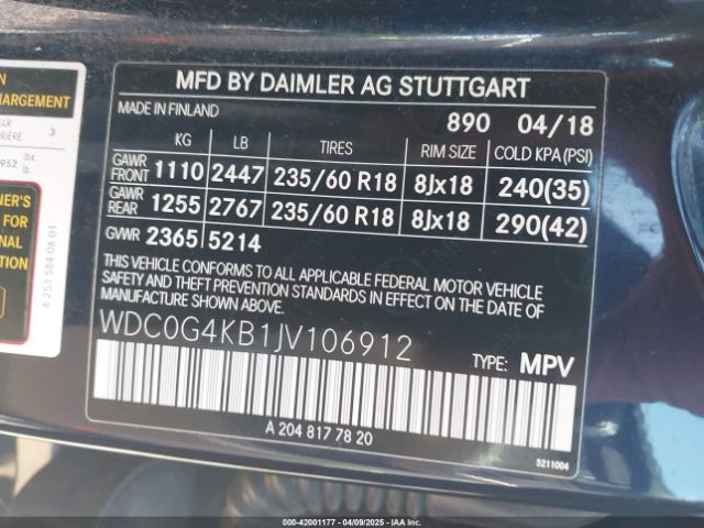 WDC0G4KB1JV106912 Mercedes-Benz Glc 300 4matic