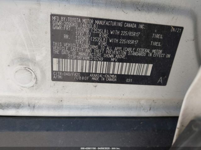 2T3P1RFV4MC210249 Toyota Rav4 Xle