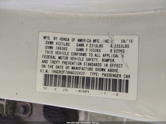 1HGCR2F7XHA032433 Honda ACCORD EX