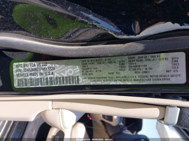1C4RJKBG1P8811229 Jeep Grand Cherokee L Limited 4x4