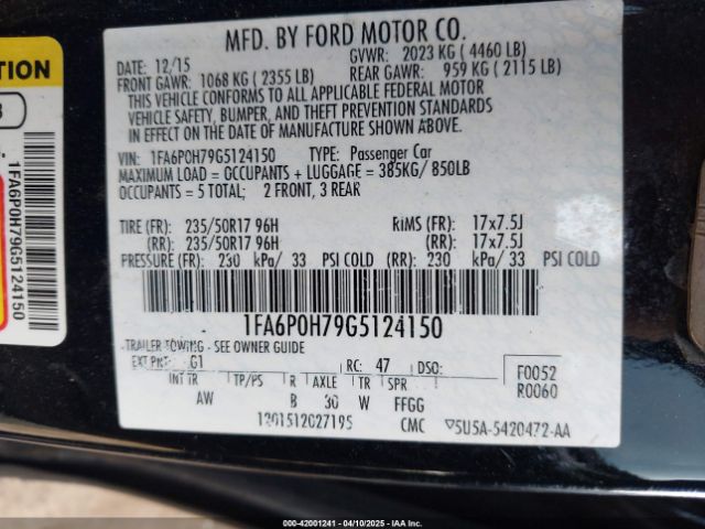 2016 FORD FUSION 1FA6P0H79G5124150 Photo 8