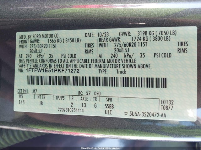 Продаж на аукціоні авто 2023 Ford F-150 Xl, vin: 1FTFW1E51PKF71272, номер лоту: 42001314