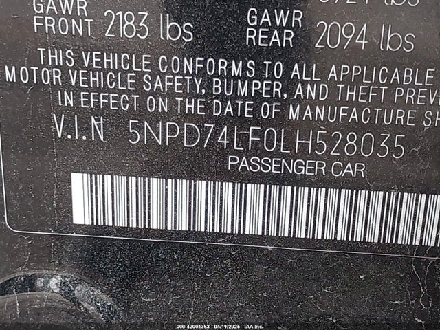 Hyundai ELANTRA SE 2020 5NPD74LF0LH528035 Image 9