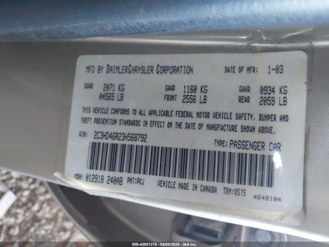 2003 CHRYSLER CONCORDE 2C3HD46R23H568792 Photo 8