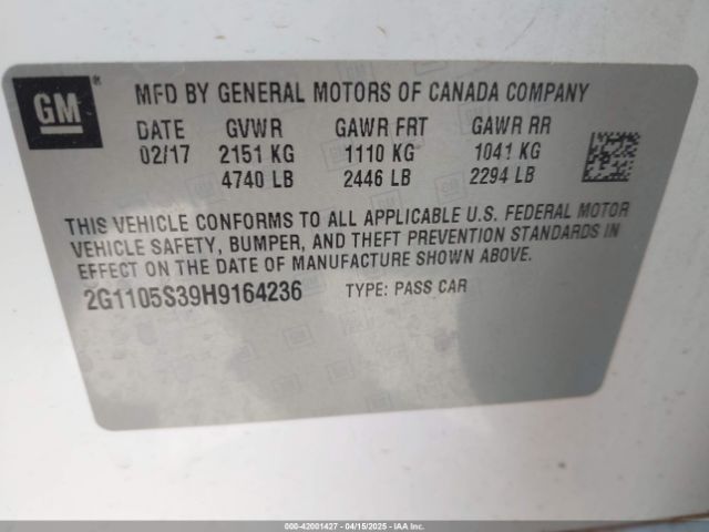 2G1105S39H9164236 Chevrolet IMPALA 1LT