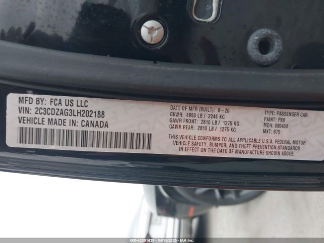 2C3CDZAG3LH202188 Dodge Challenger Sxt