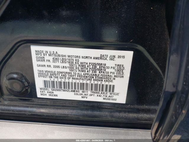 2015 MITSUBISHI OUTLANDER SPORT 4A4AR3AUXFE042077 Photo 8