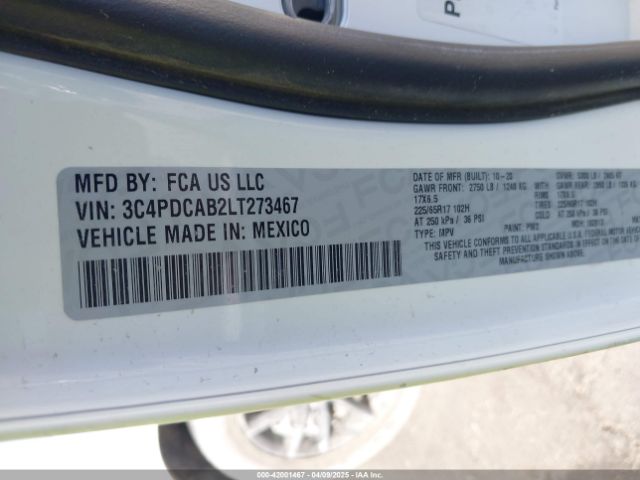 3C4PDCAB2LT273467 Dodge Journey Se Value