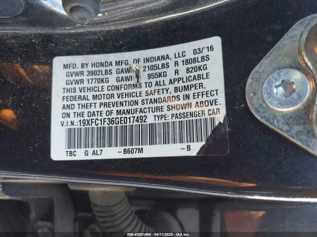 19XFC1F36GE017492 Honda Civic Ex-t