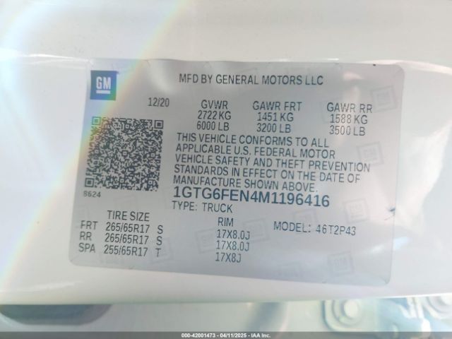 1GTG6FEN4M1196416 GMC Canyon 4wd  Short Box At4 - Leather